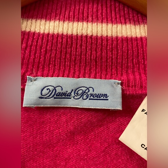 Vintage David Brown Wool Quarter Buttoned Mock Neck in Pink Oversized size S - Picture 7 of 11